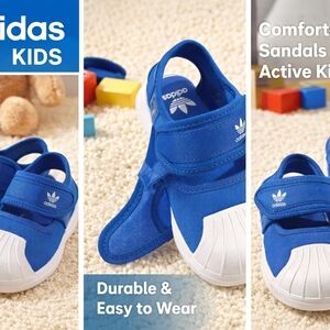 Adidas Kids Royal Blue Sandals with White Accents
